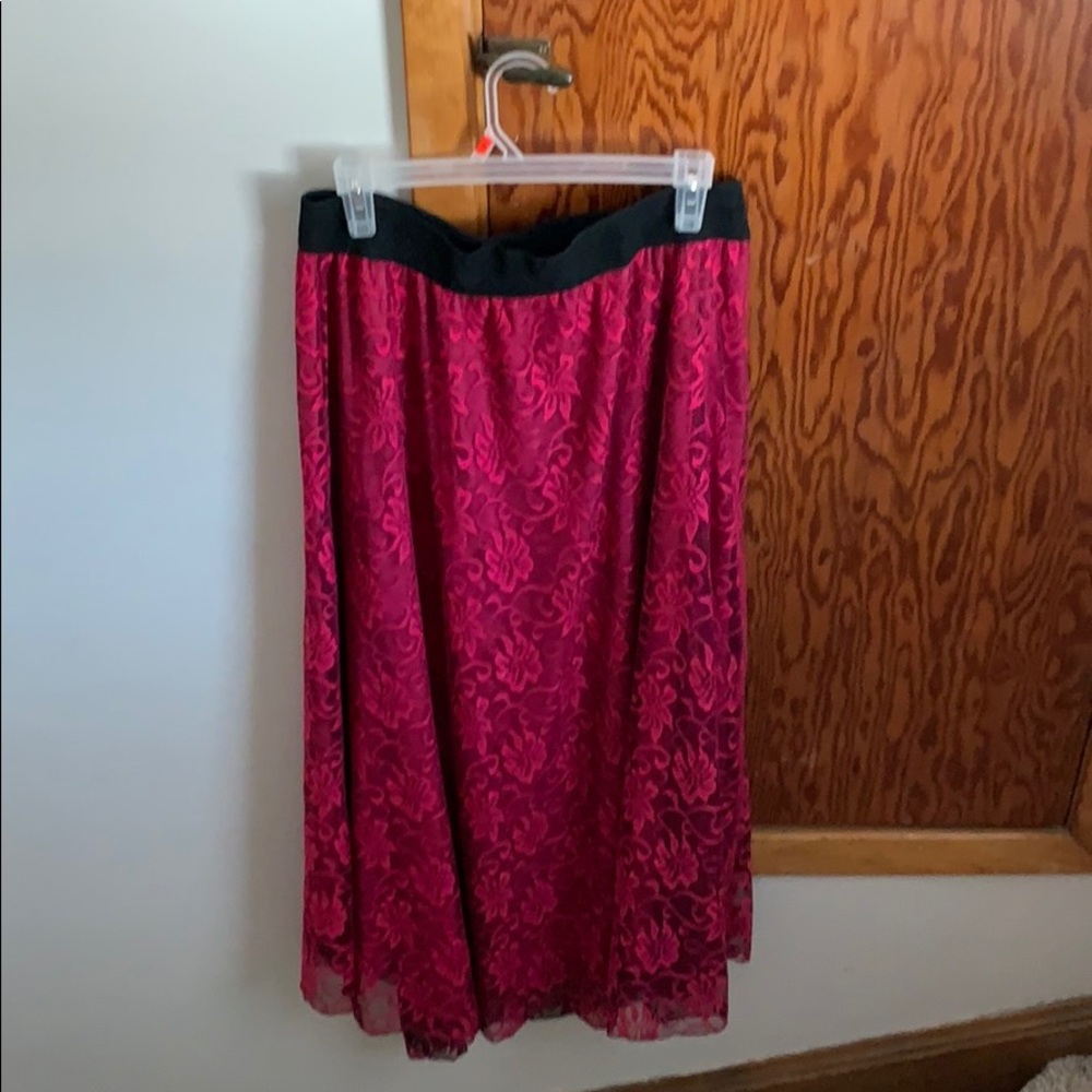 Red lace skirt